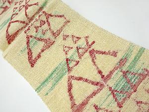リサイクル　紗紬　幾何学模様織り出し名古屋帯